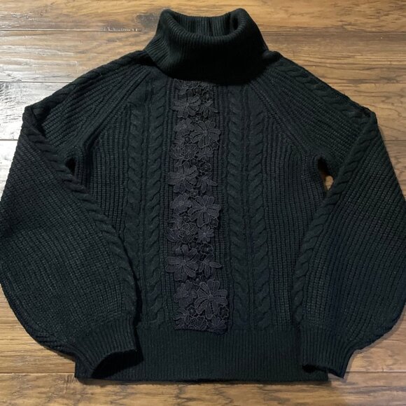 RW&CO turtleneck sweater balloon sleeves black size XS - Picture 2 of 9